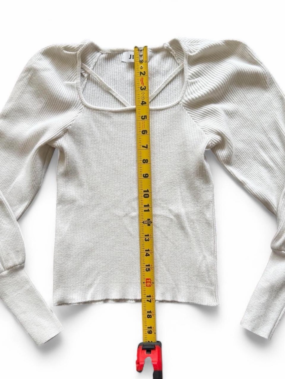 Cream Ribbed Square-Neck Sweater‎ - Picture 2 of 4